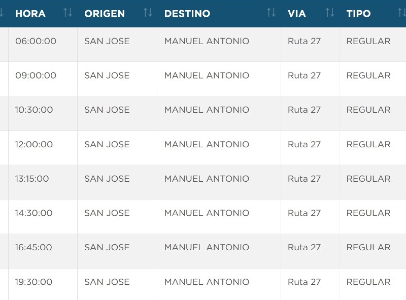 Public bus San Jose to Manuel Antonio